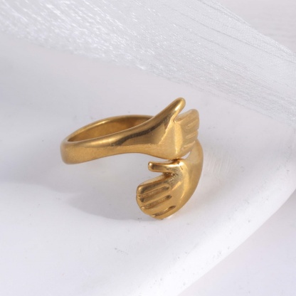 Creative Double Hand Stainless Steel Ring Unisex Ring | G00449-JinBaoJewerly