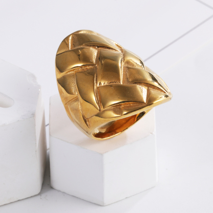 Sleek Stainless Steel Woven Band Ring for Women | G002903-JinBaoJewerly