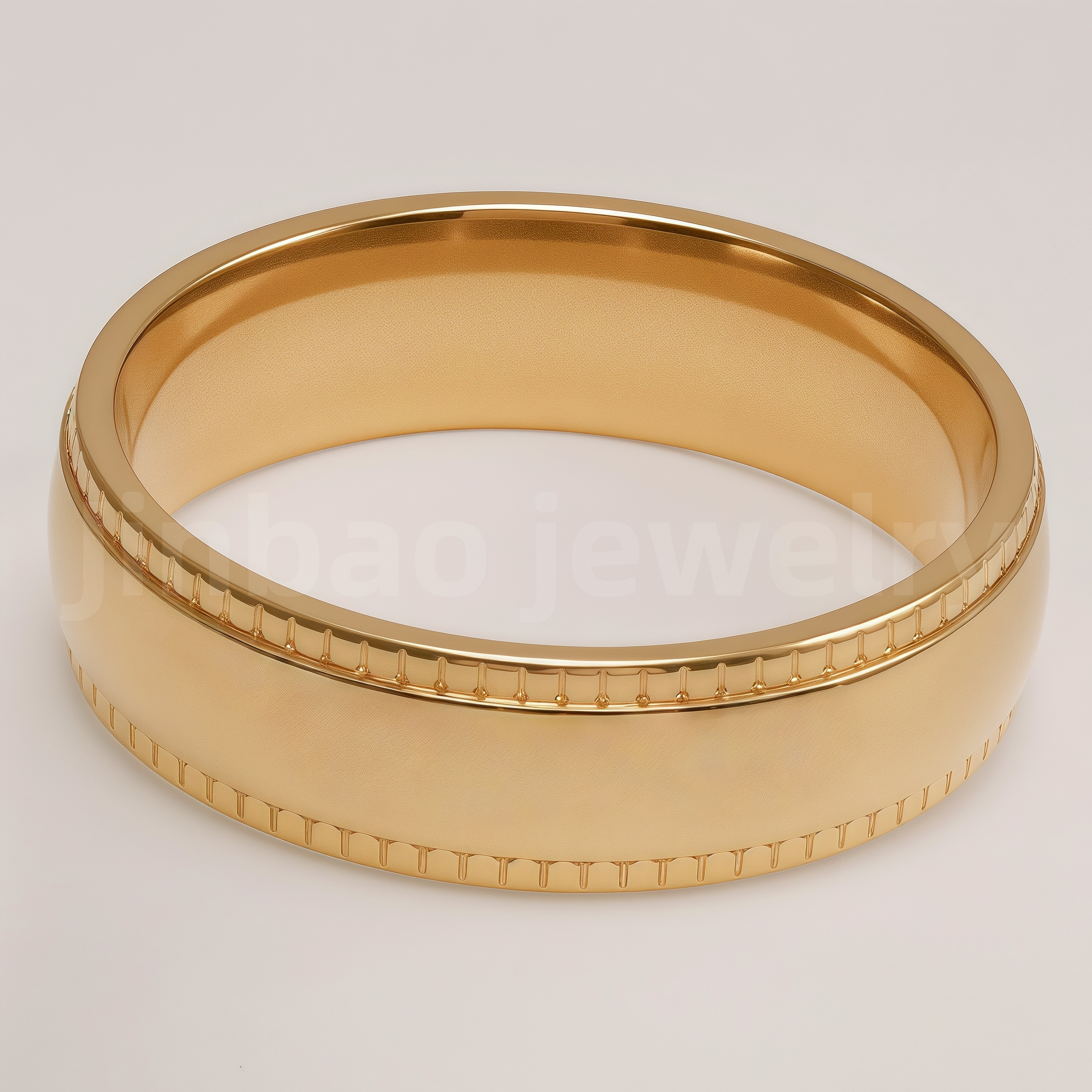 24K Gold-Plating Stainless Steel Retro Pattern Men's Waterproof Ring  6MM-JinBaoJewerly