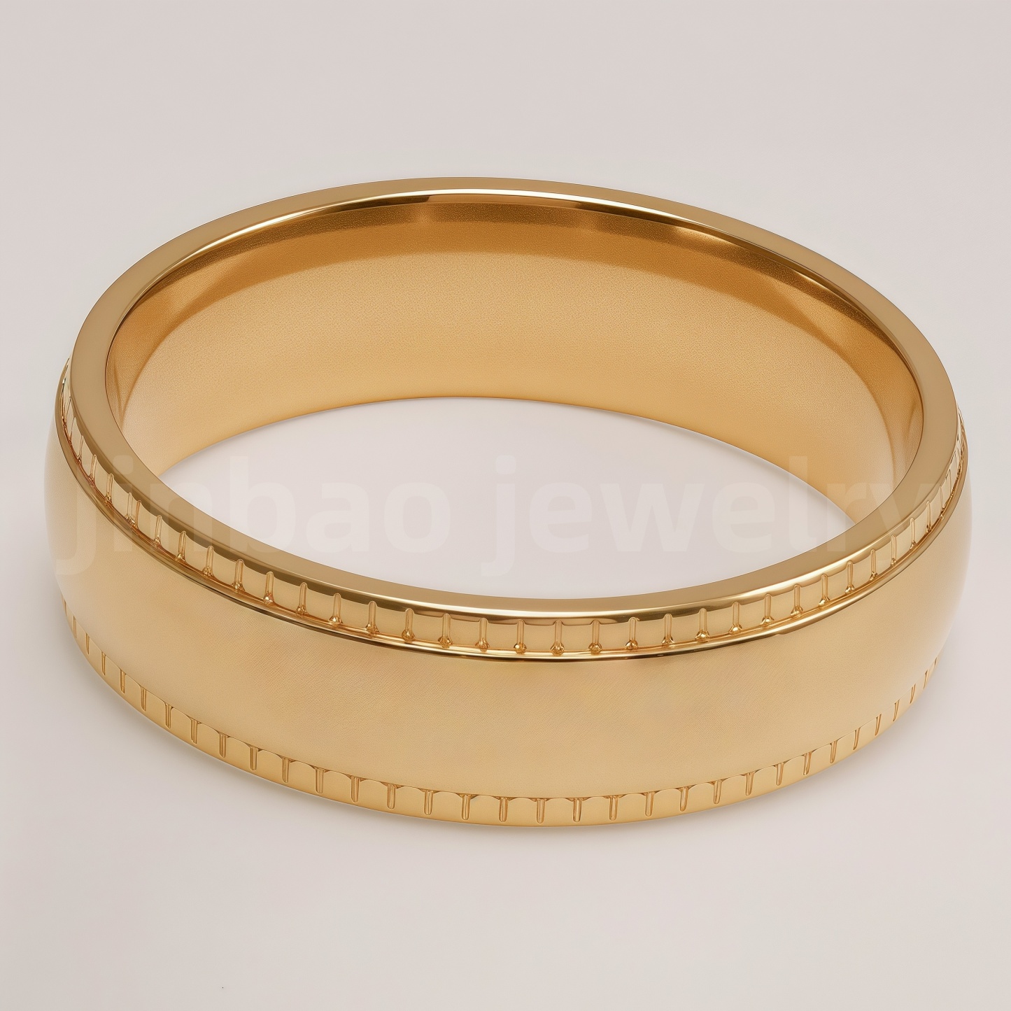 24K Gold-Plating Stainless Steel Retro Pattern Men's Waterproof Ring  6MM-JinBaoJewerly