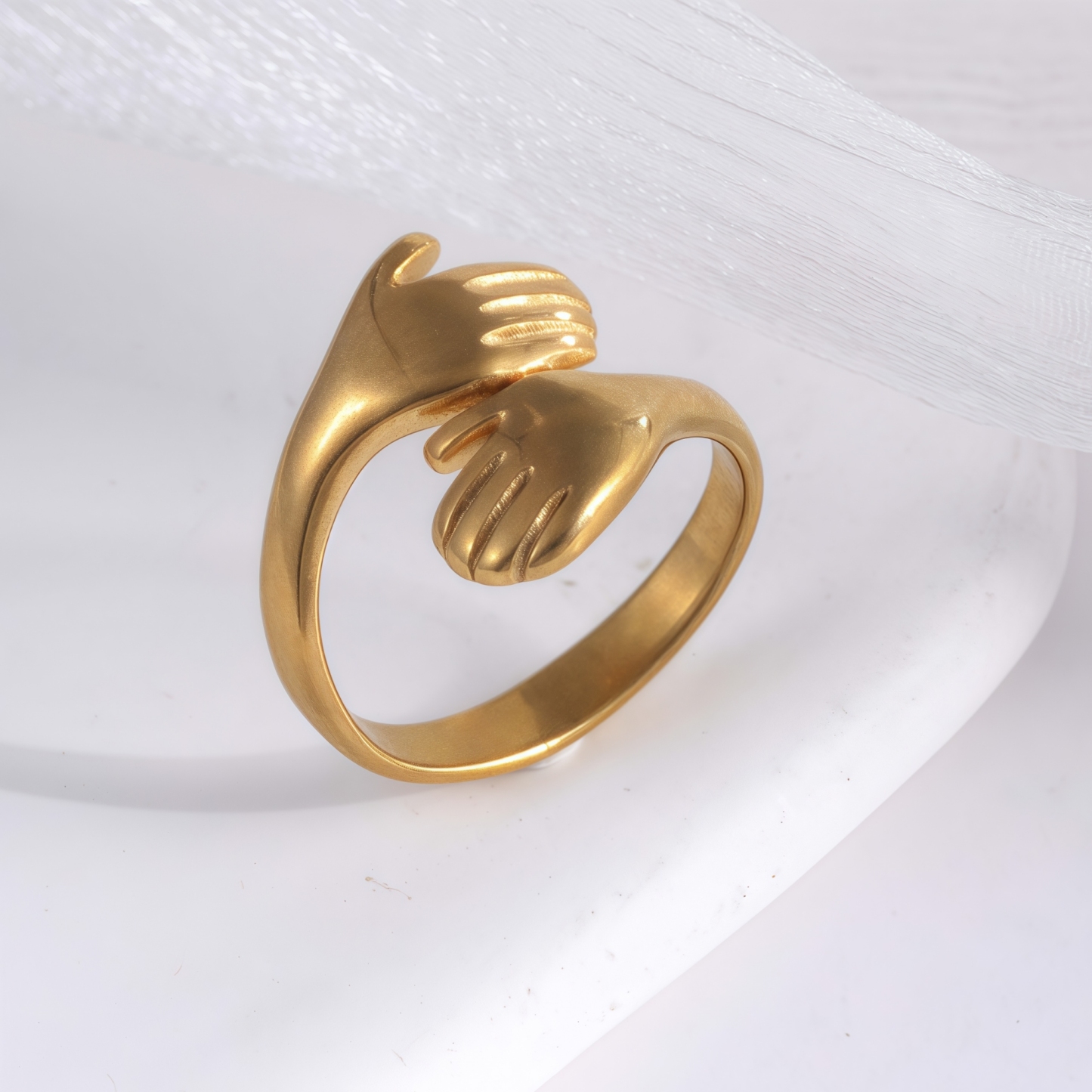 Creative Double Hand Stainless Steel Ring Unisex Ring | G00449-JinBaoJewerly