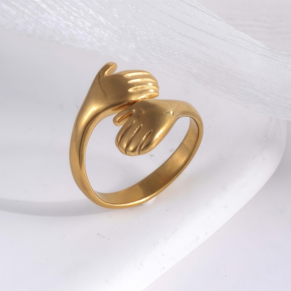 Creative Double Hand Stainless Steel Ring Unisex Ring | G00449-JinBaoJewerly