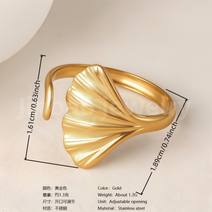 24K Gold-Plating Stainless Steel Adjustable Open Fashion Retro Women's Waterproof Ring-JinBaoJewerly