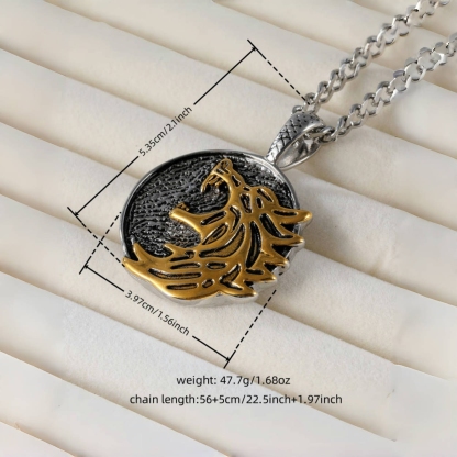 Vintage Wolf Stainless Steel Tag Necklace丨DP-190-JinBaoJewerly