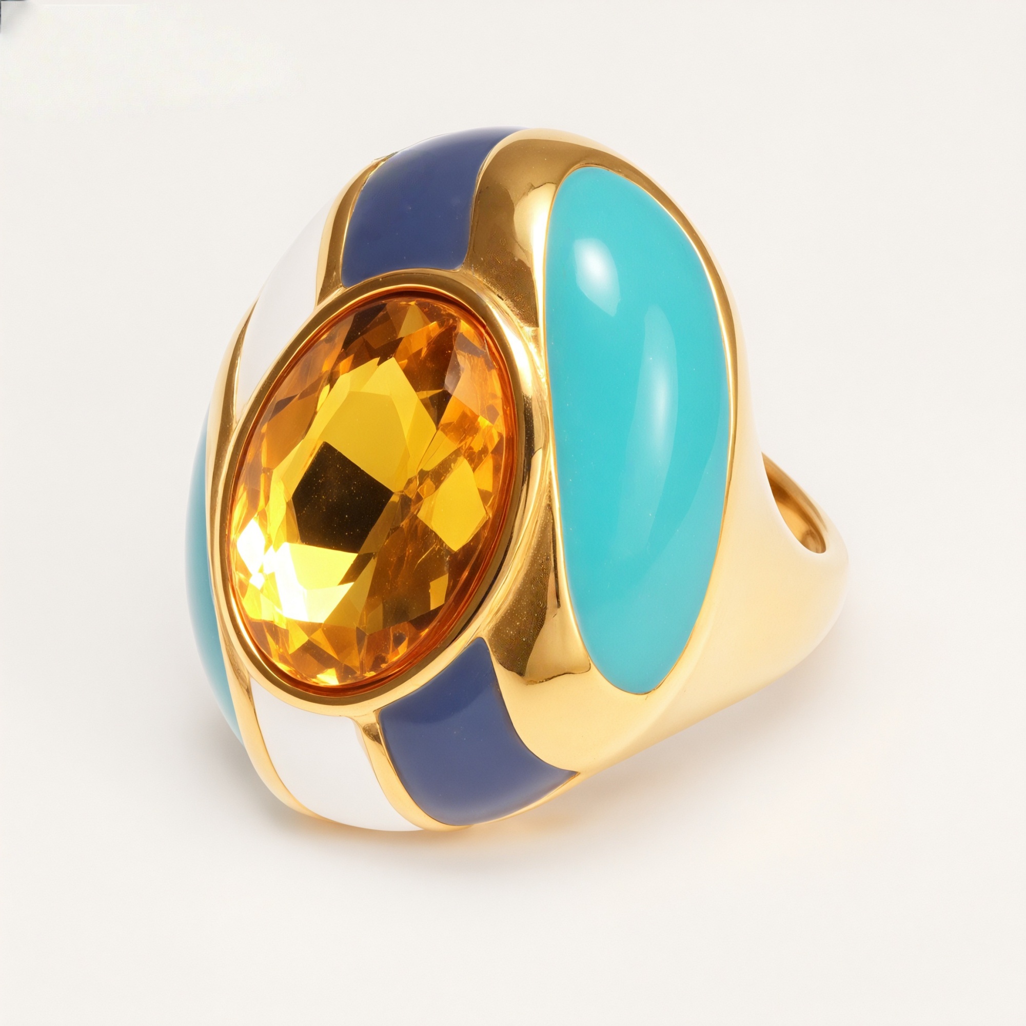 Luxury Enamel Gemstone Inlaid Stainless Steel Women's Ring | G004462JHU-JinBaoJewerly
