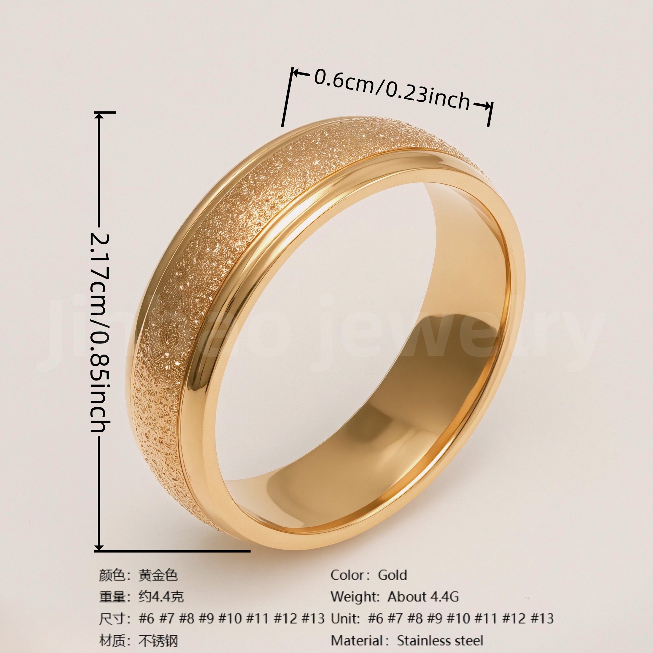 24K Gold PVD Stainless Steel Titanium Vintage Punk Style Men's Ring-JinBaoJewerly