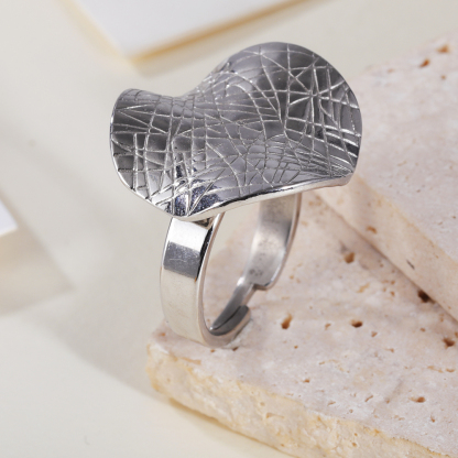 Personalized and creative wide-face woven open stainless steel women's ring | G005252-JinBaoJewerly