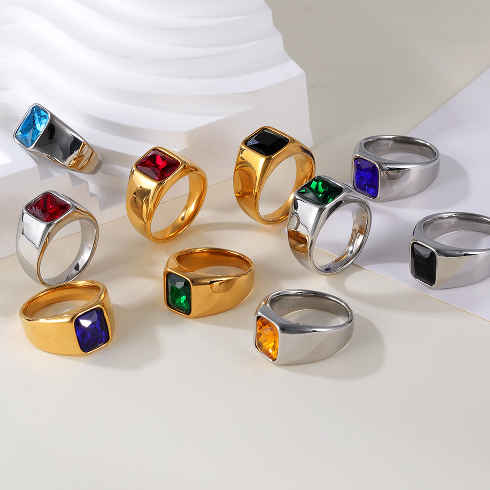 Vintage Stainless Steel Gemstone Ring Classic Style for Men | BL1072-JinBaoJewerly