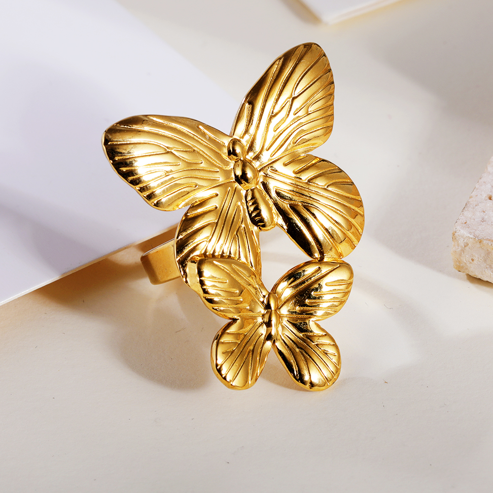 Simple Butterfly Pearl Stainless Steel Women's Ring | G005414-JinBaoJewerly