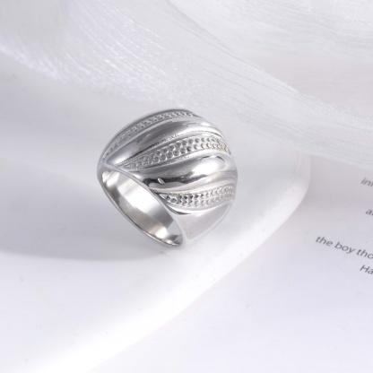 24K Gold Plated Stainless Steel Wavy Polished Men's Waterproof Ring丨G003411-JinBaoJewerly