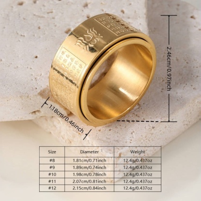 China Buddhist Heart Sutra Rotatable Stainless Steel Universal Ring For Men And Women丨F-1-154-JinBaoJewerly
