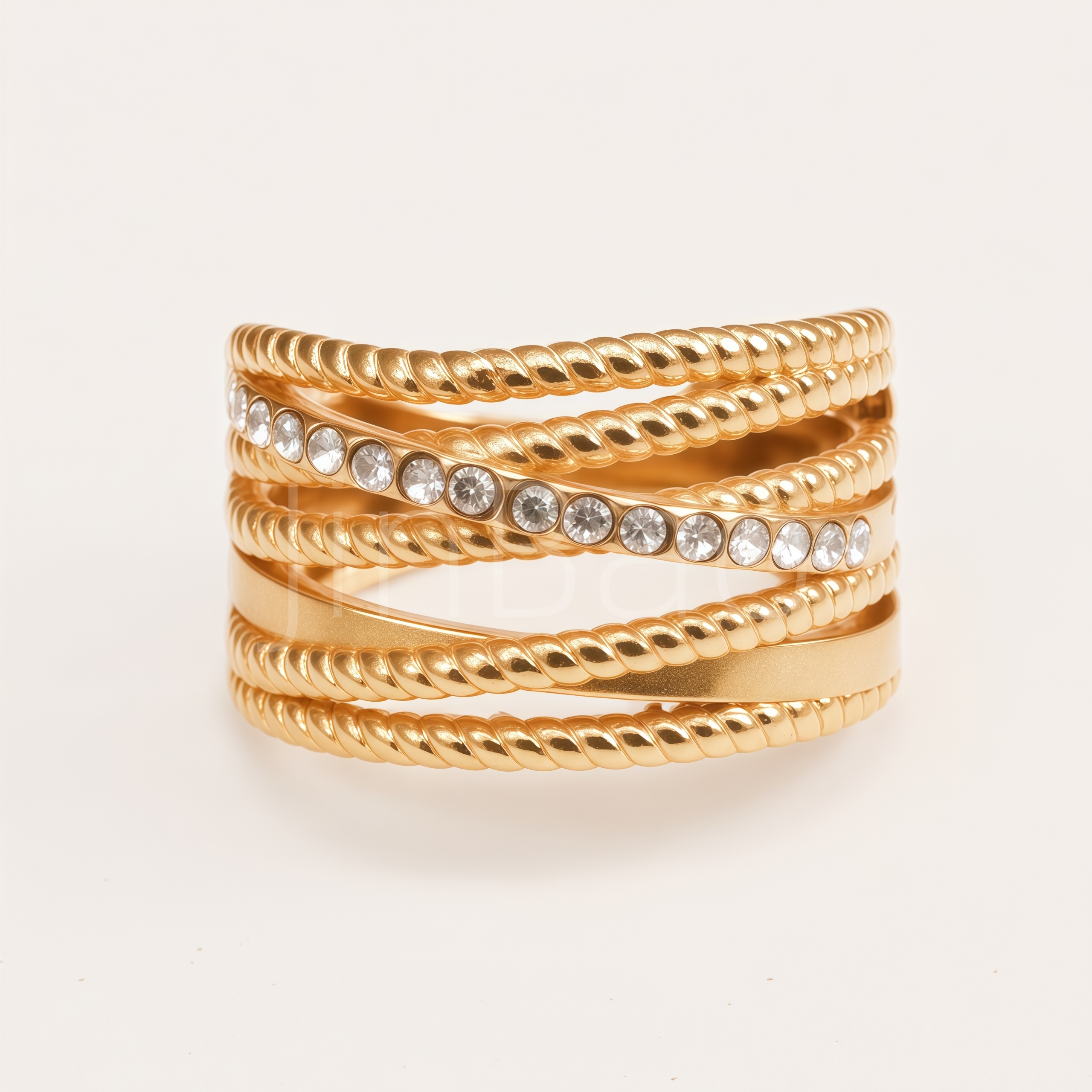Multi-Layer Beaded Twisted Wave Women's Ring | E0050