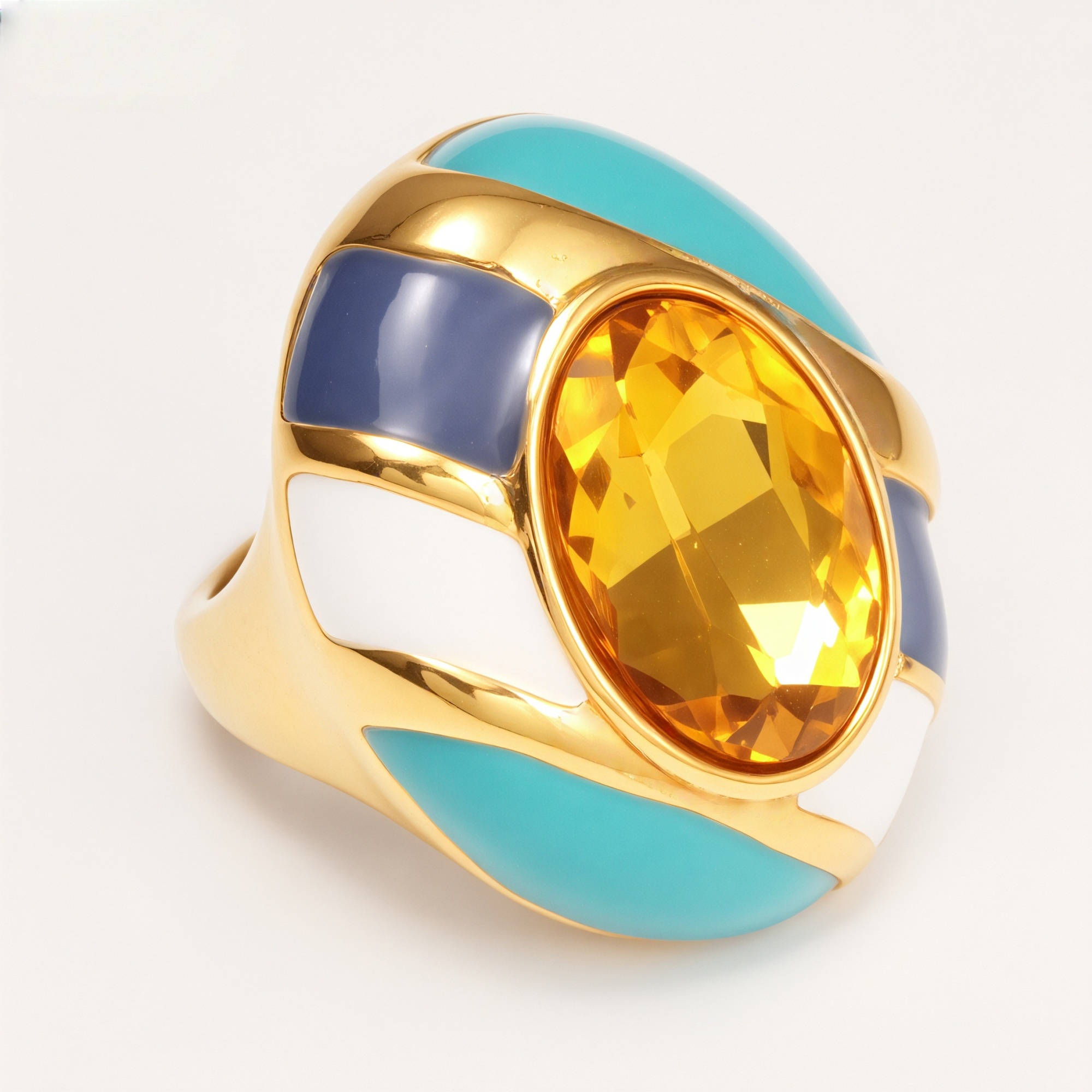 Luxury Enamel Gemstone Inlaid Stainless Steel Women's Ring | G004462JHU-JinBaoJewerly