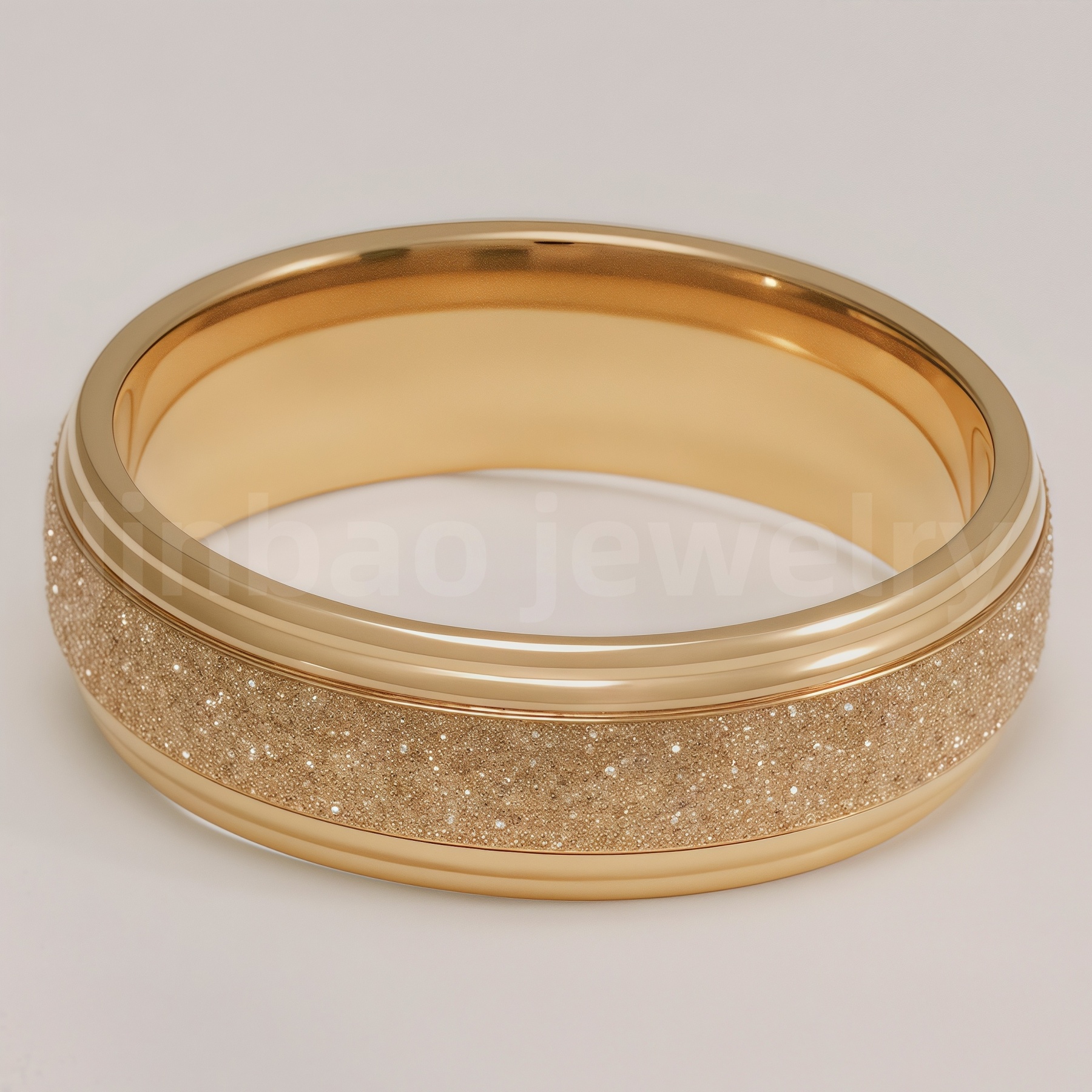 24K Gold-Plating Stainless Steel Retro Pattern Men's Waterproof Ring  6MM-JinBaoJewerly