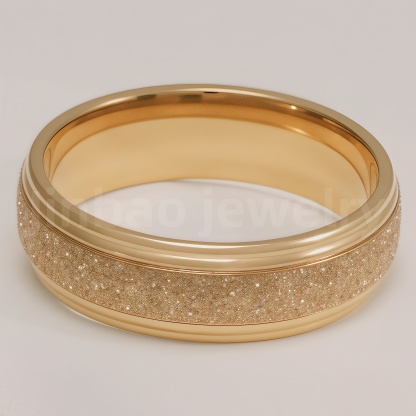 24K Gold-Plating Stainless Steel Retro Pattern Men's Waterproof Ring  6MM-JinBaoJewerly