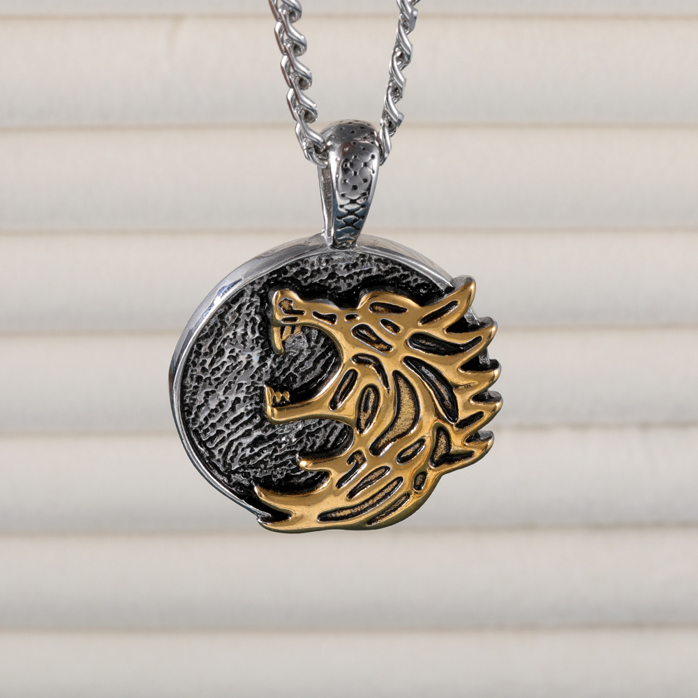 Vintage Wolf Stainless Steel Tag Necklace丨DP-190-JinBaoJewerly