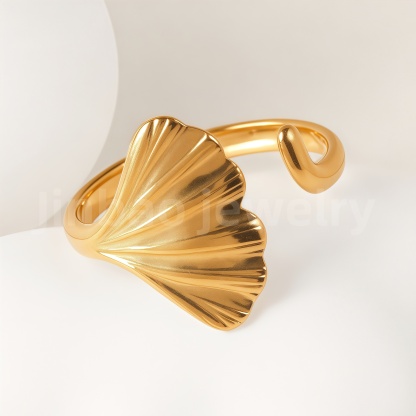 24K Gold-Plating Stainless Steel Adjustable Open Fashion Retro Women's Waterproof Ring-JinBaoJewerly