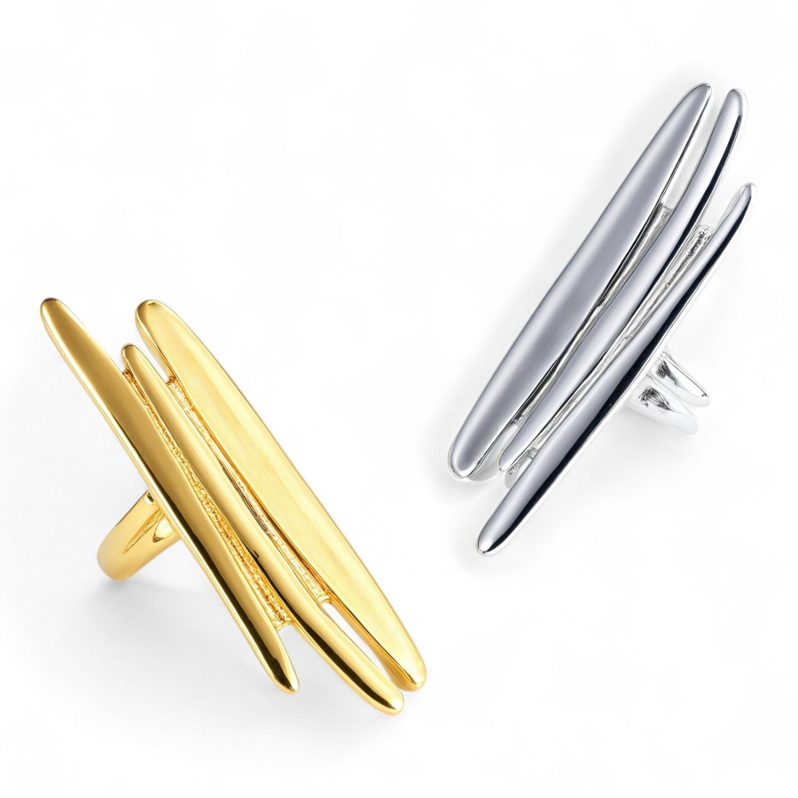 Minimalist Intersecting Stainless Steel Ring for Women | N001159