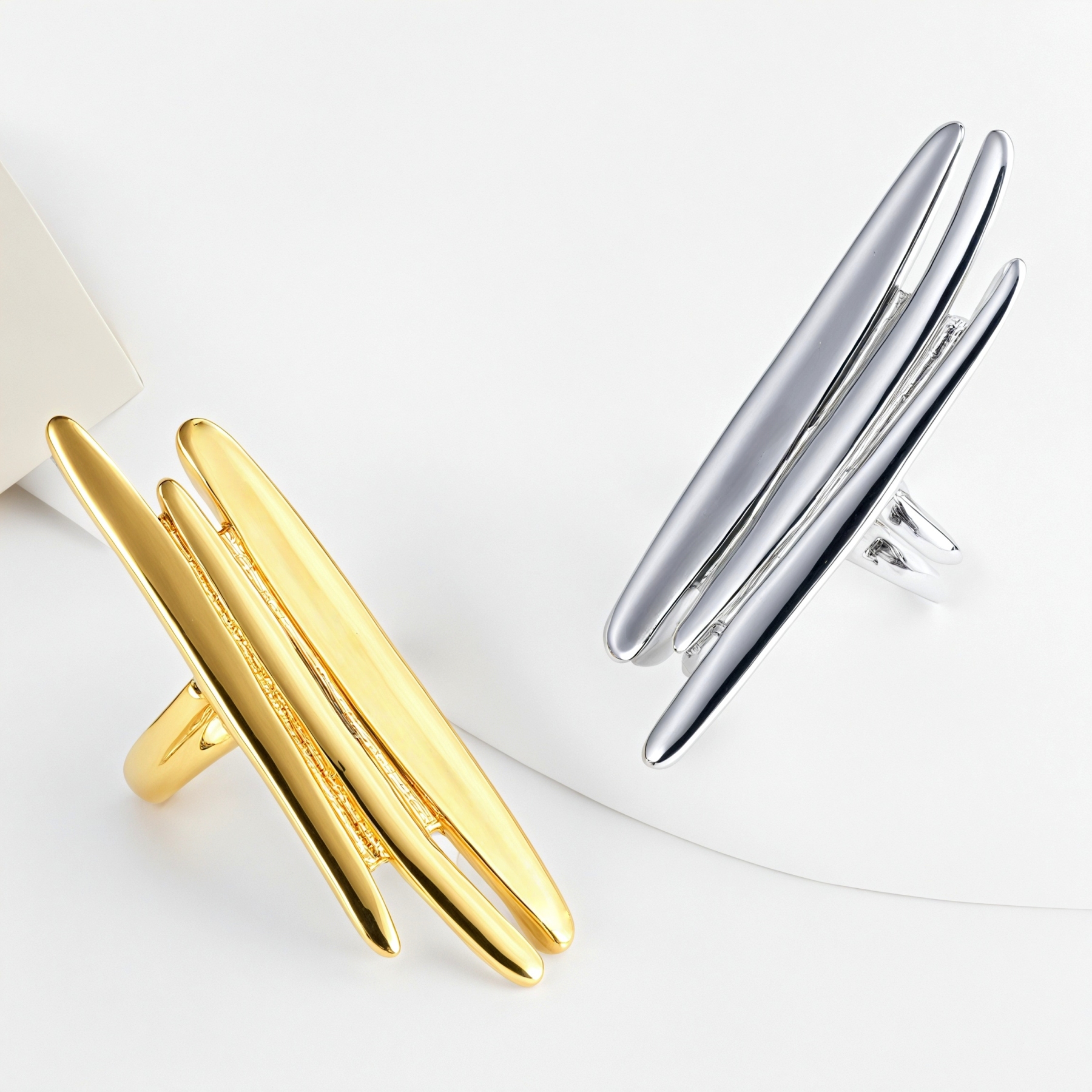 Minimalist Intersecting Stainless Steel Ring for Women | N001159-JinBaoJewerly