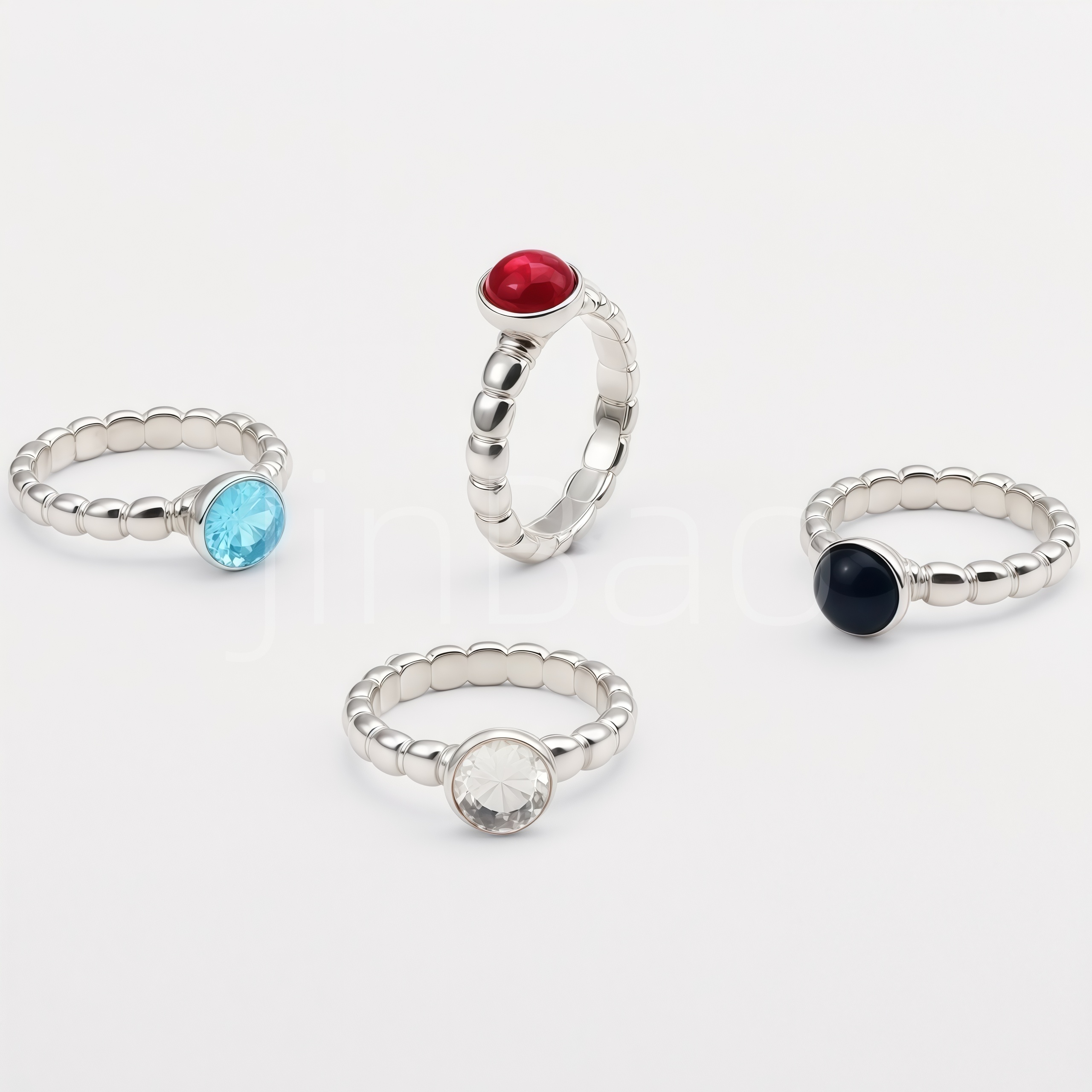 316L Stainless Steel Bezel Set Oval Gemstone Ring for Women | E0038