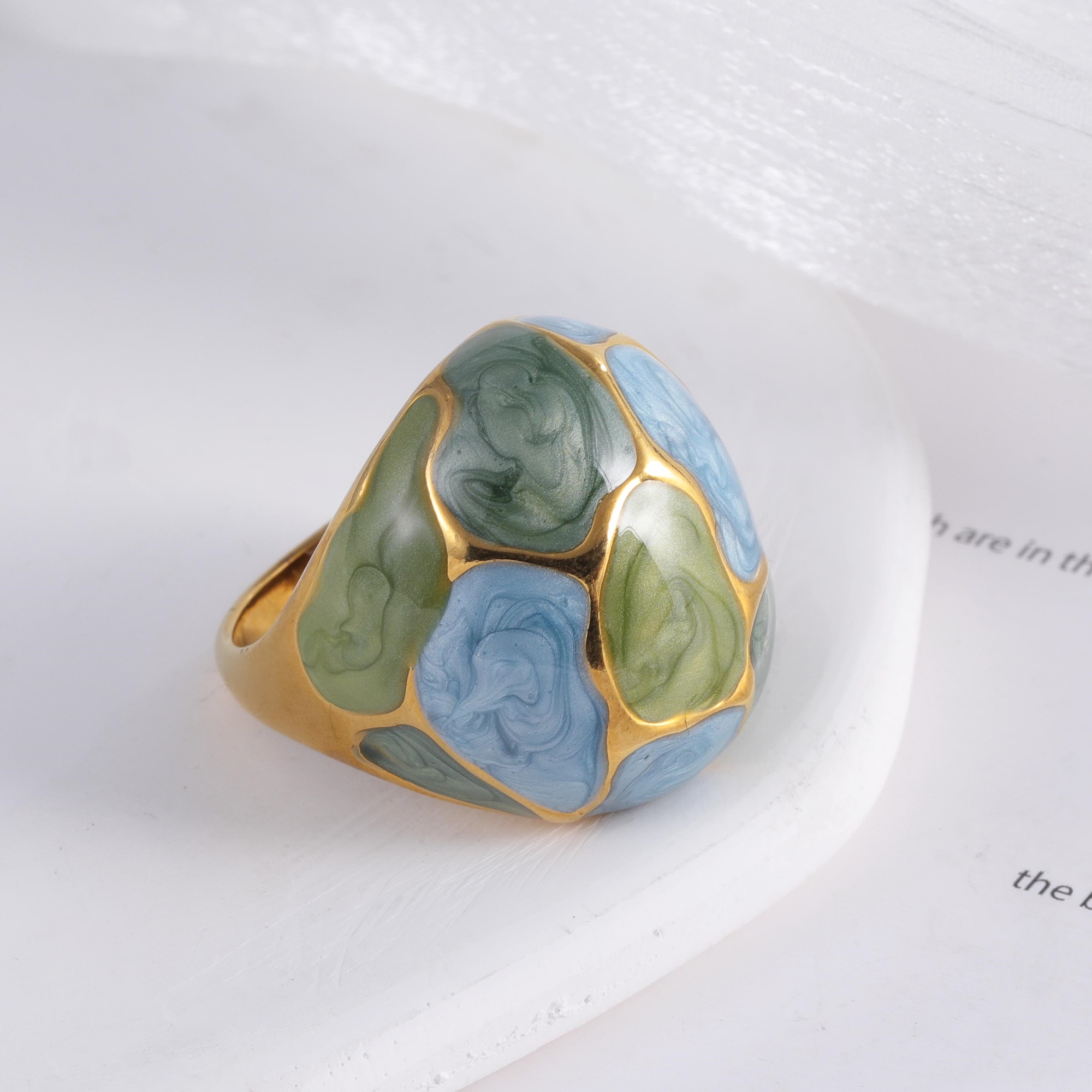 Geometric Art European Style Light Luxury Stainless Steel Women's Ring | G004479-JinBaoJewerly
