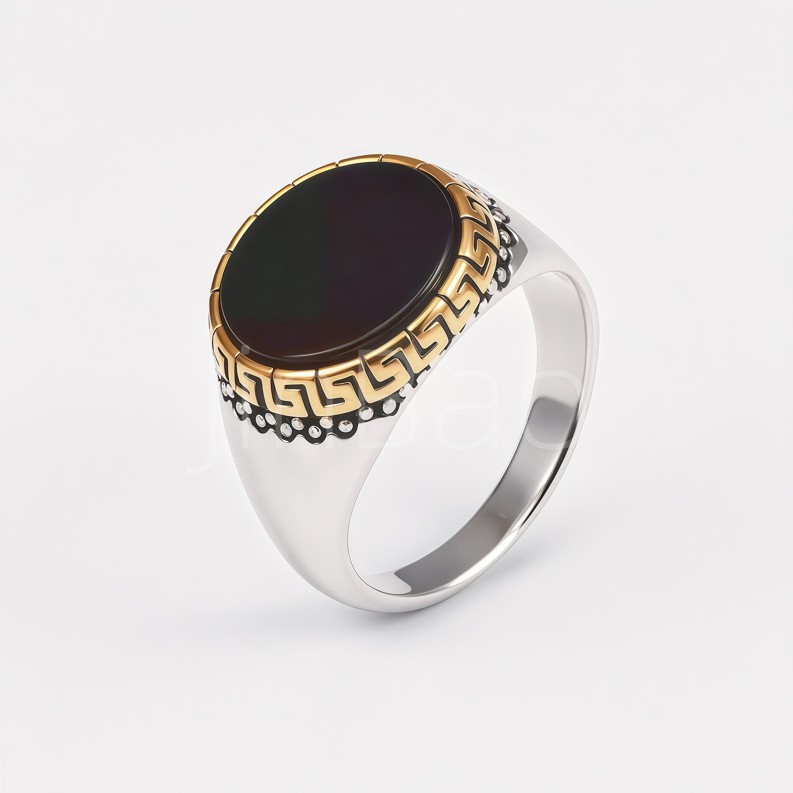 Vintage Engraved Black Zircon Men Signet Ring Assorted Set