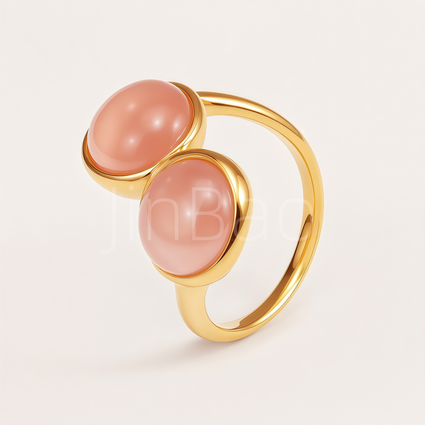 Elegant Dual Ball Cat Eye Gem Stainless Steel Women Finger Ring | E00508