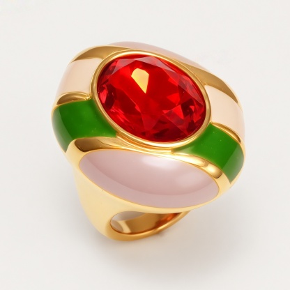 Classic Metal Enamel Gem - Set Ring - Trendy and Gorgeous Unisex Accessory | G004462JHU-JinBaoJewerly