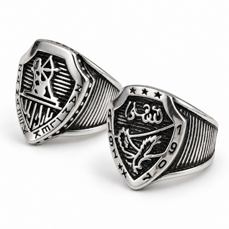 Vintage Shield Crest Silver Signet Ring for Men | D00450