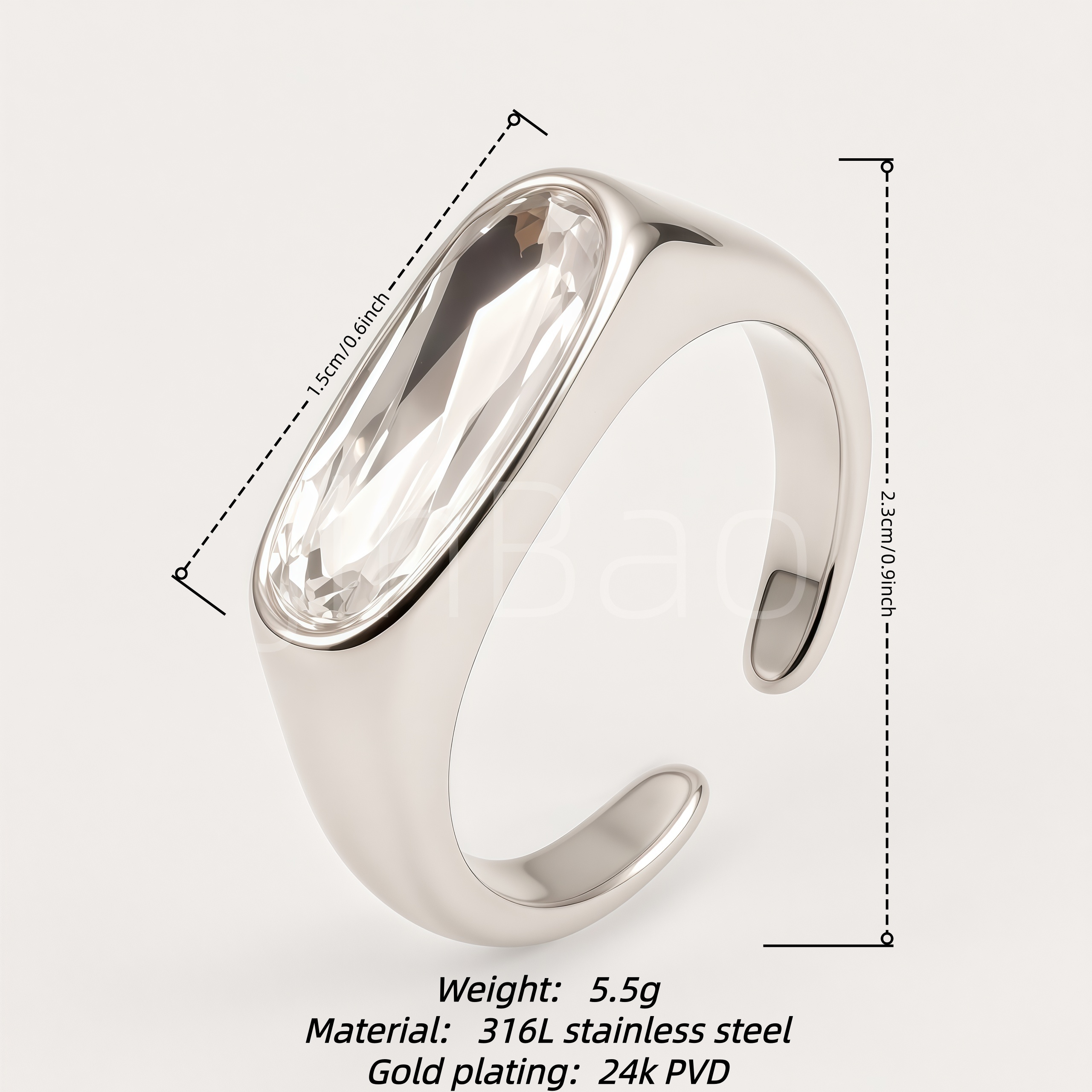 Sleek Minimalist Long Oval Women Ring | E00562G