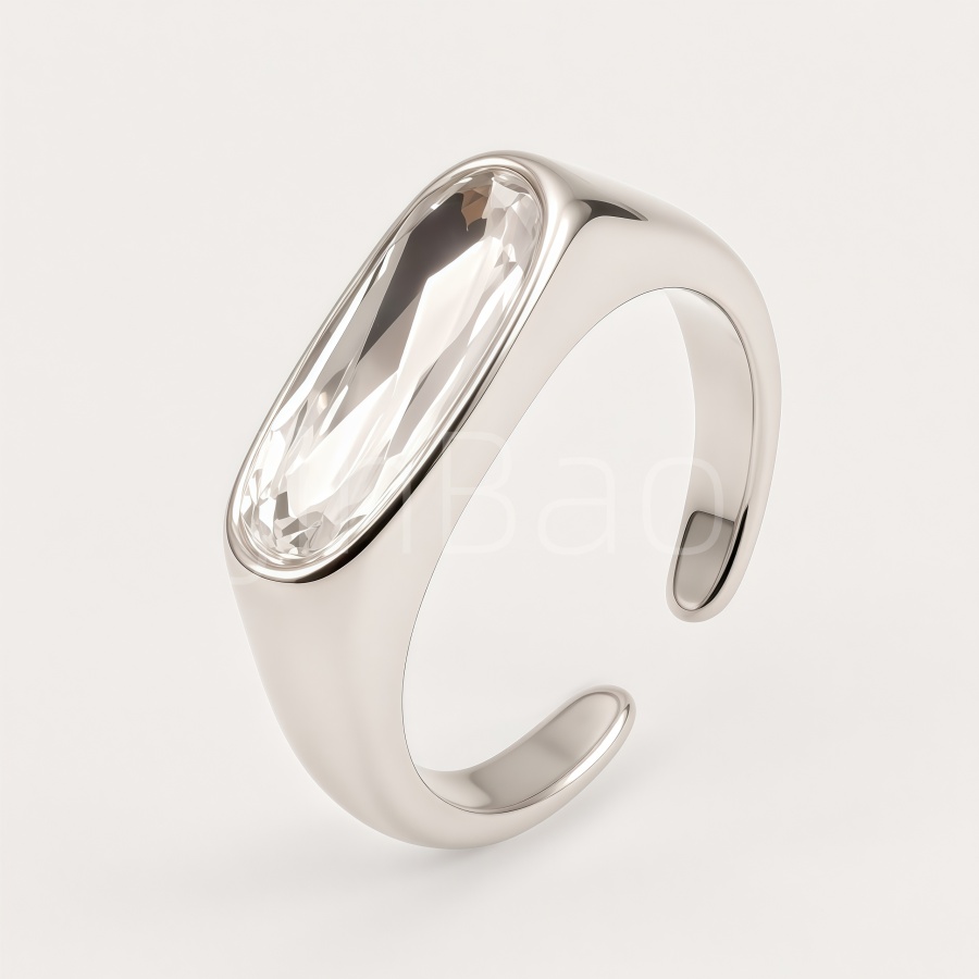 Sleek Minimalist Long Oval Women Ring | E00562G