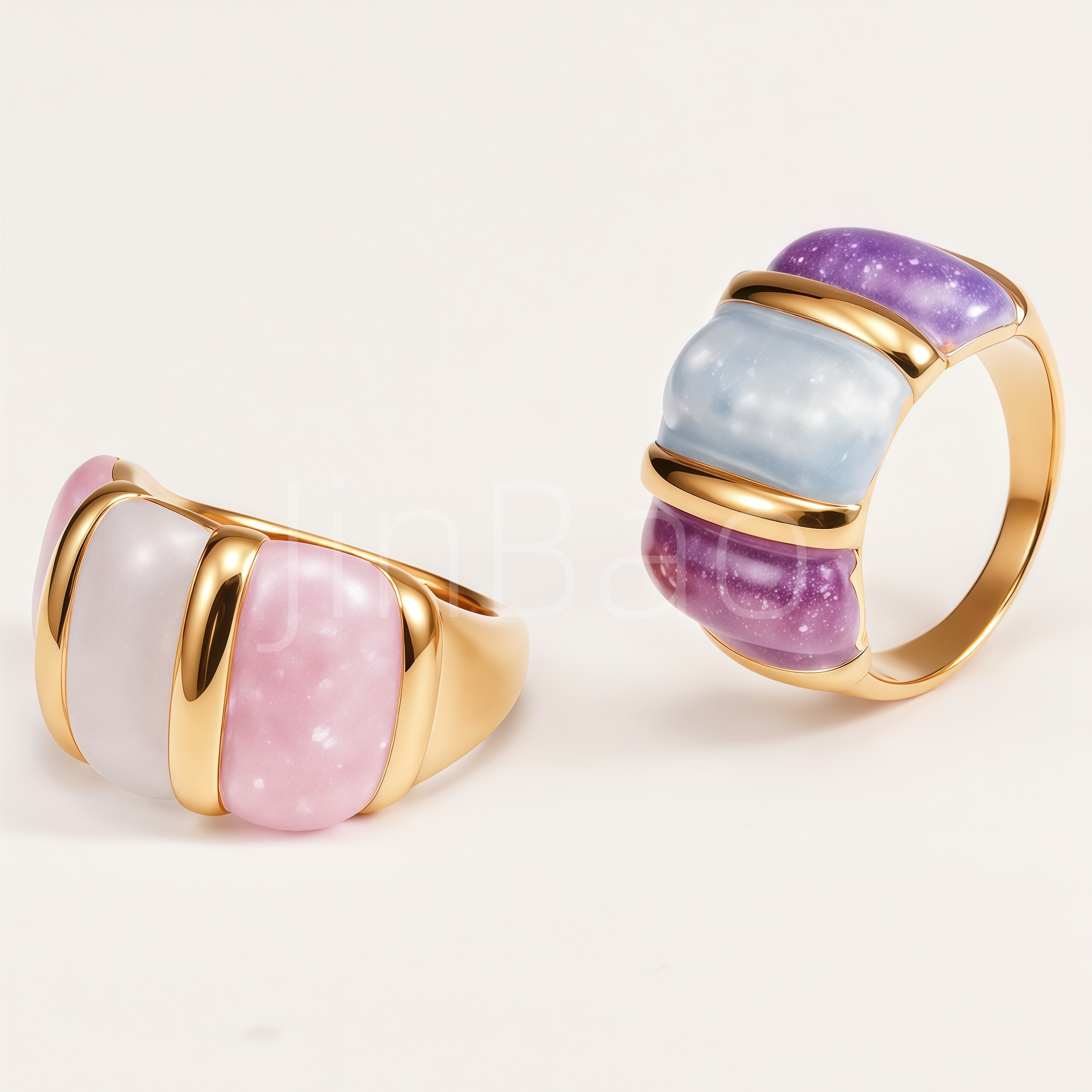 Y2K Color Block Jelly Glitter Stainless Steel Women Statement Ring