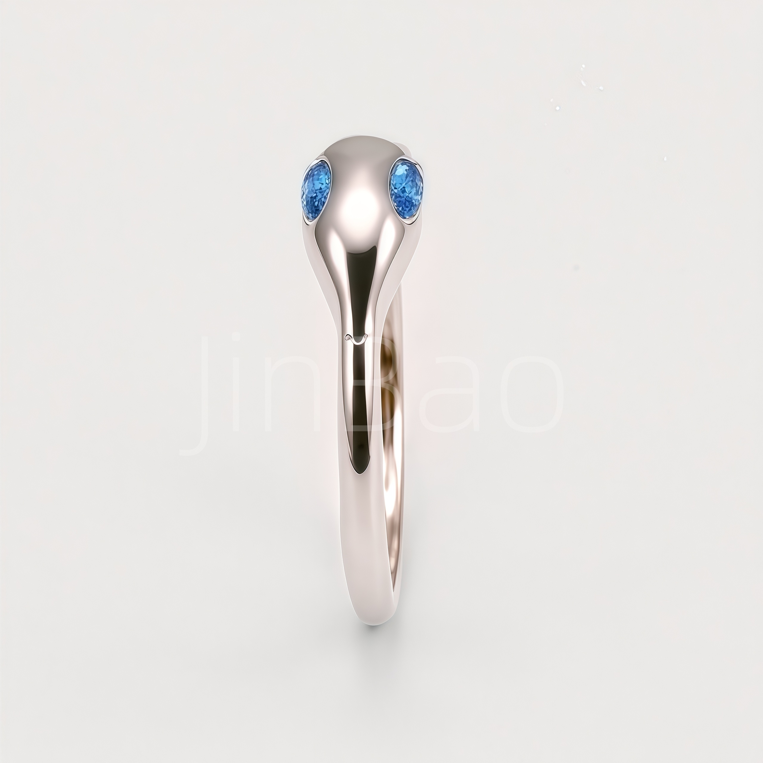 Twin Oval Blue Gem Streamlined Women Ring | E00569