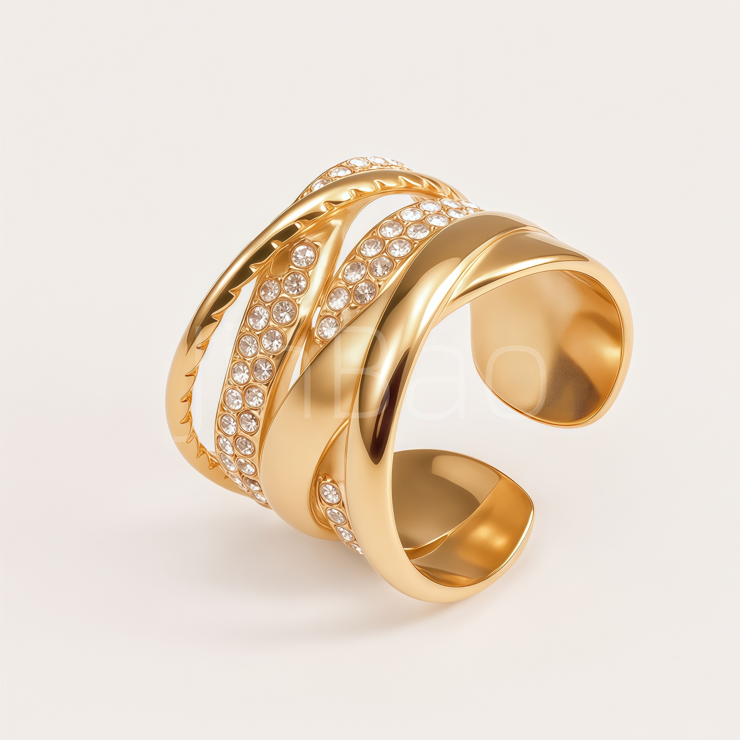 Multi‑Layer Intertwined CZ Pave Open Wide Women's Rings, Assorted Styles