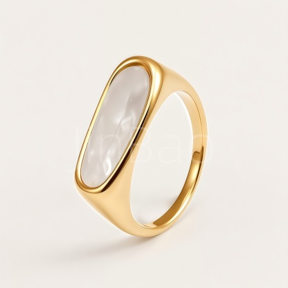 Styles Minimalist White Shell Geometric Gold Finger Rings for Women