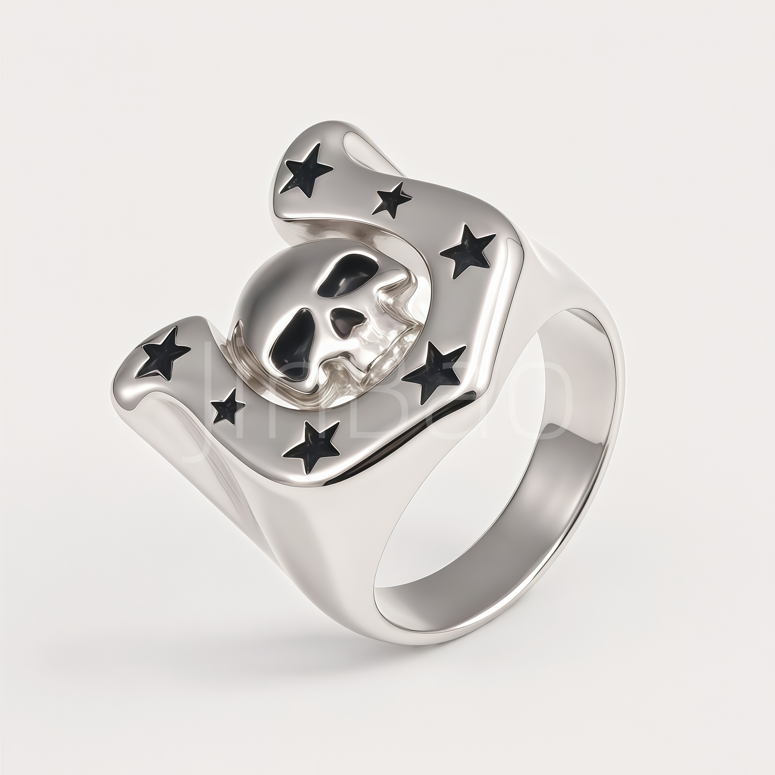 Punk Skull Horseshoe Star Stainless Steel Men Ring | D0495