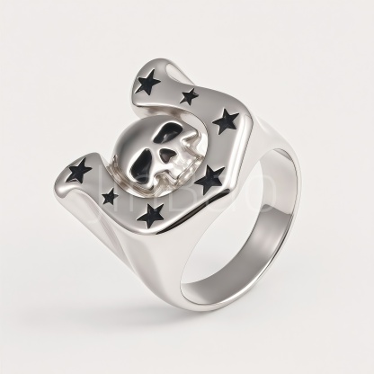 Punk Skull Horseshoe Star Stainless Steel Men Ring | D0495