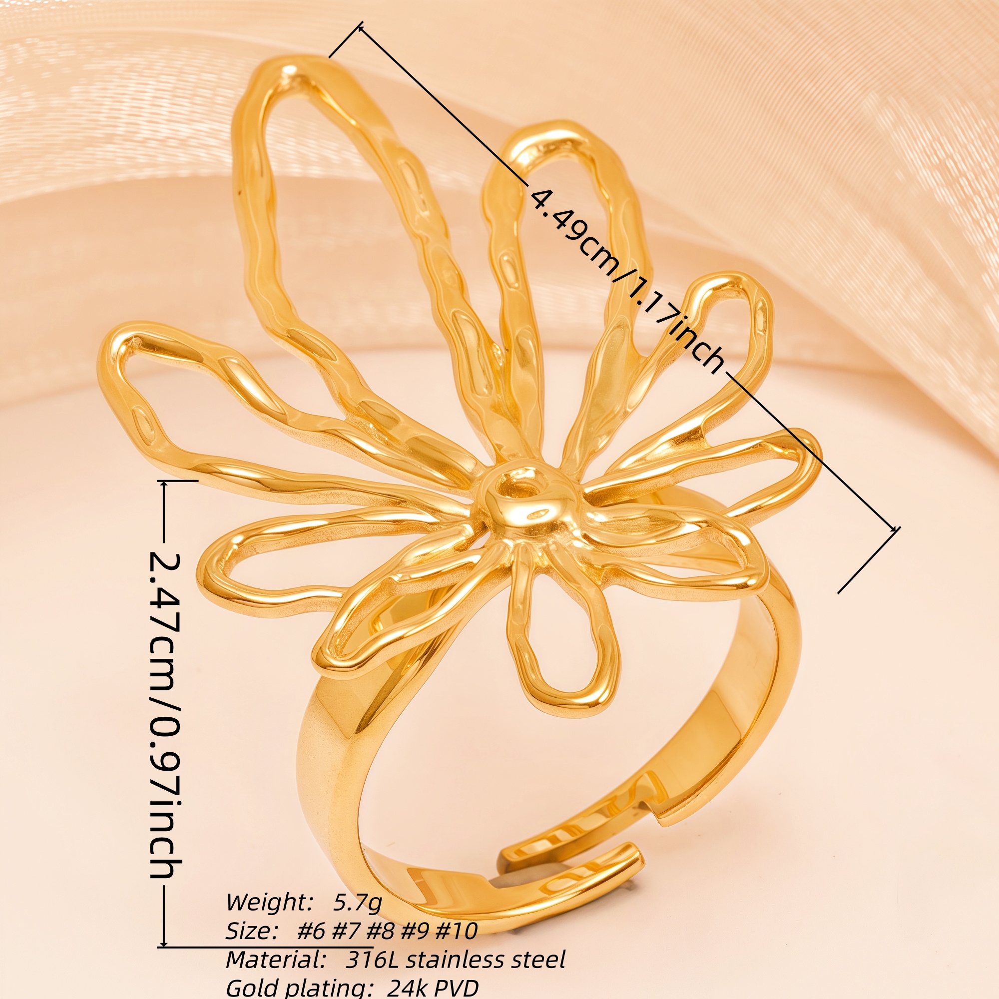 Bohemian Style Daisy - inspired Stainless Steel Women's Ring丨G005898-JinBaoJewerly