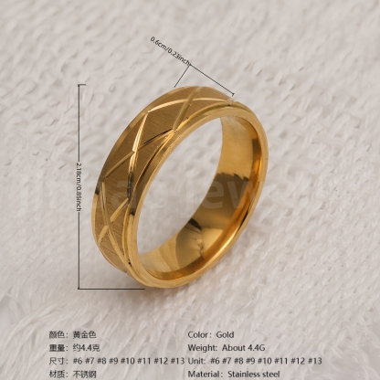 Stylish 24K Gold-Plating Stainless Steel Unisex 6MM Band-JinBaoJewerly