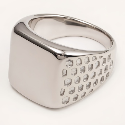 Classic Polished Silver Square Ring - Daily Versatile Plain Band | DZ1111G-JinBaoJewerly