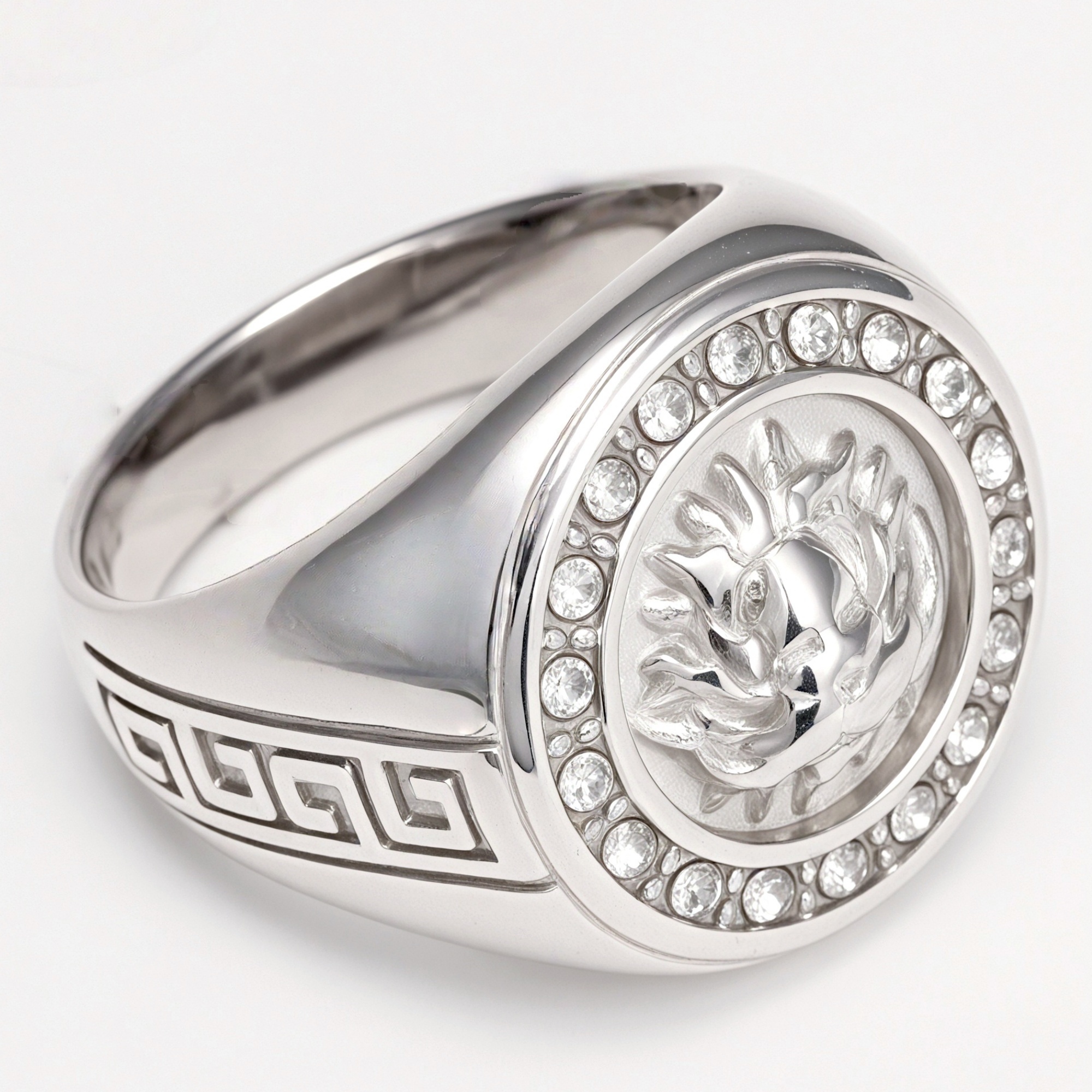 Metal Carved Diamond Inlaid Men's Stainless Steel Ring | DZ1021-JinBaoJewerly