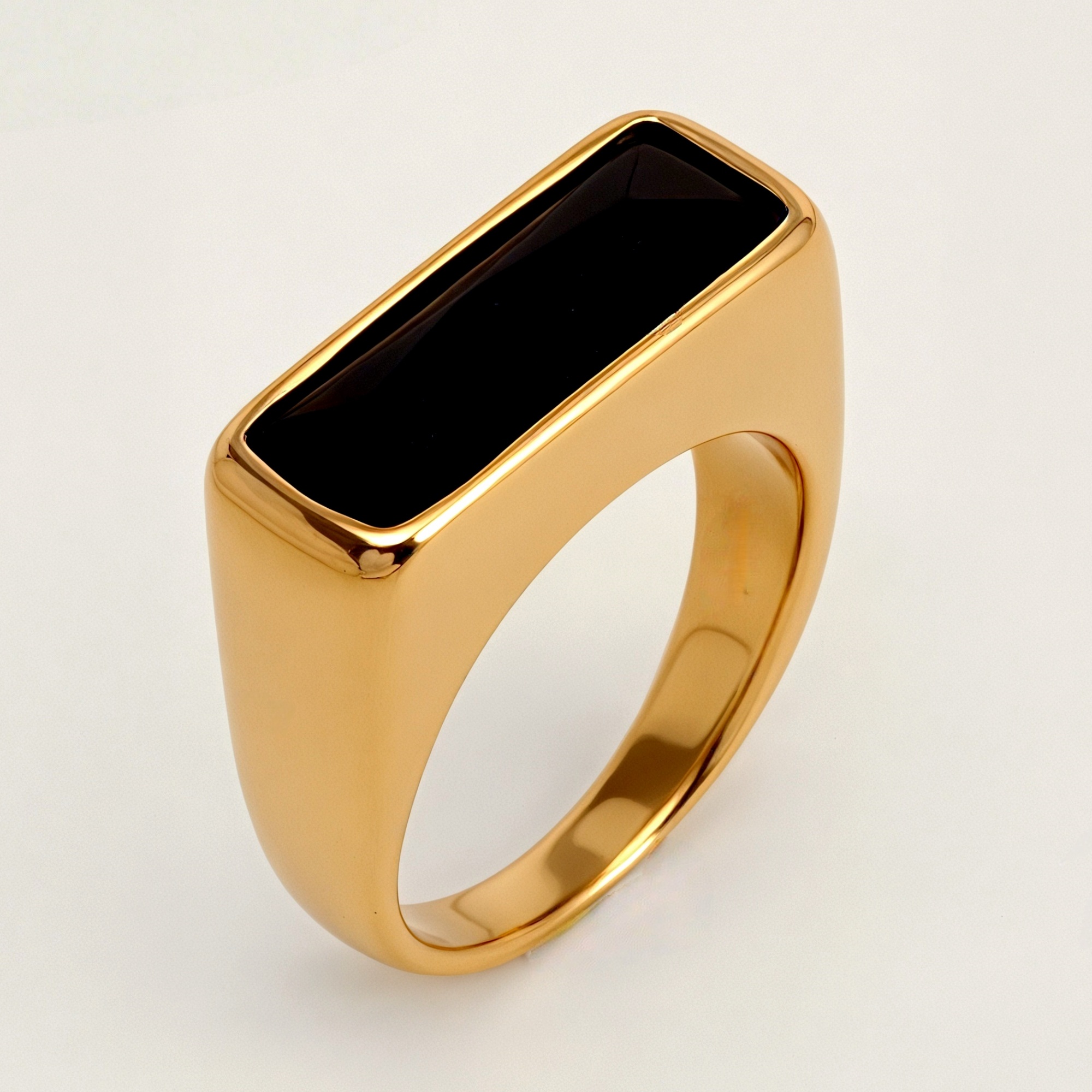 Gold - Inlaid Rectangular Gem Ring - Minimalist and Stylish Jewelry | K003723-JinBaoJewerly