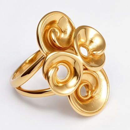 Metal Artistic Flower Ring - Trendy and Elegant Unisex Accessory | G004482-JinBaoJewerly