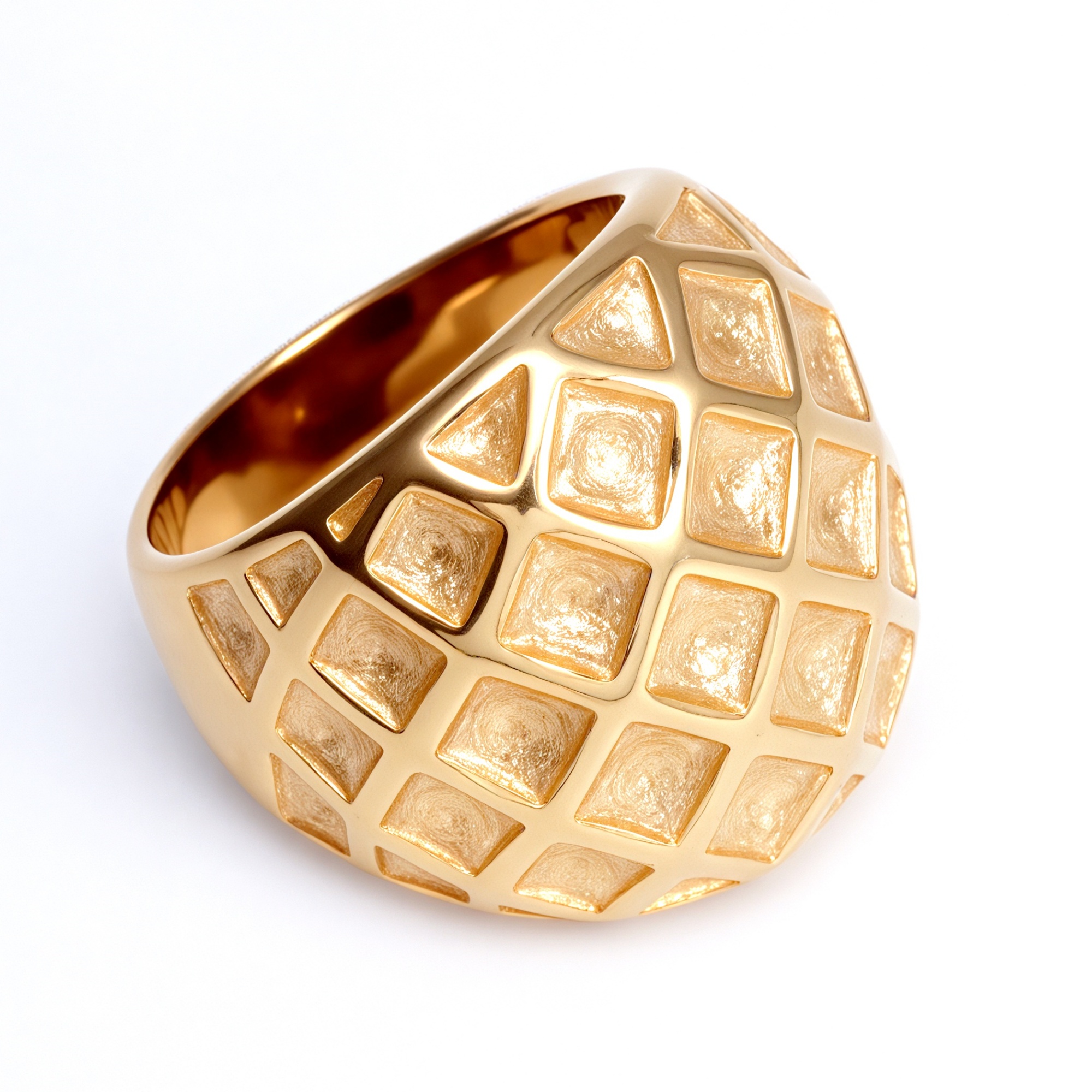 Metallic Texture Diamond - Pattern Ring - Trendy and Versatile Unisex Accessory | G003671-JinBaoJewerly