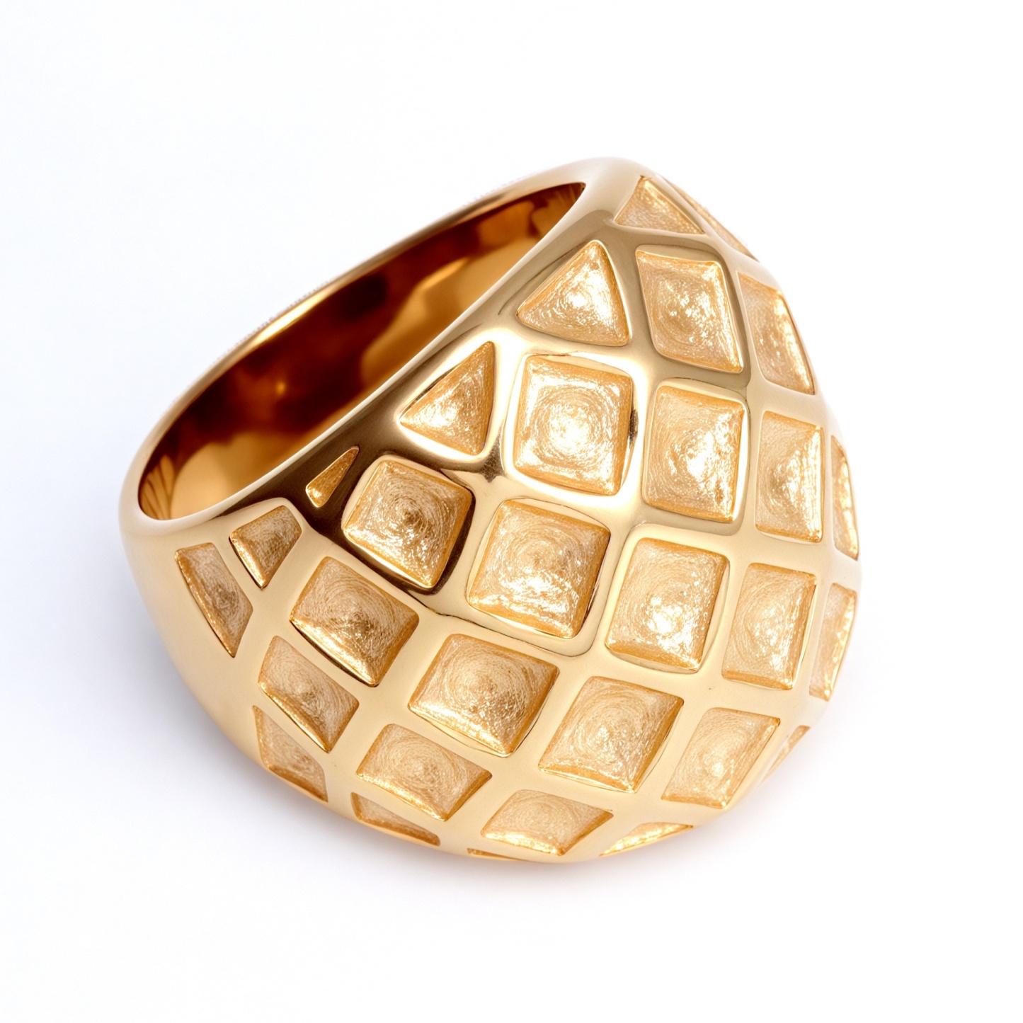 Metallic Texture Diamond - Pattern Ring - Trendy and Versatile Unisex Accessory | G003671-JinBaoJewerly