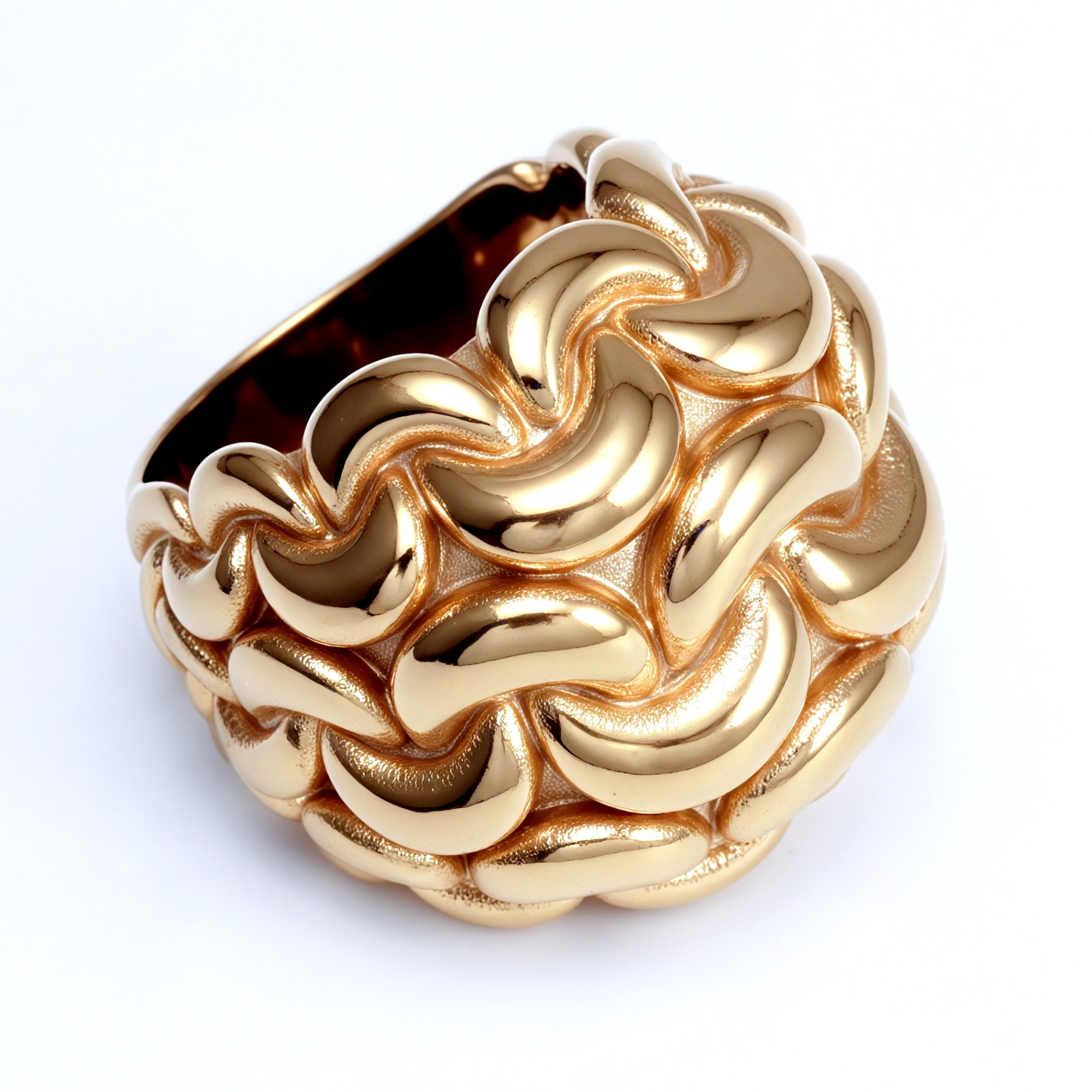 Braided 18K gold-plated stainless steel women's ring | G003672-JinBaoJewerly
