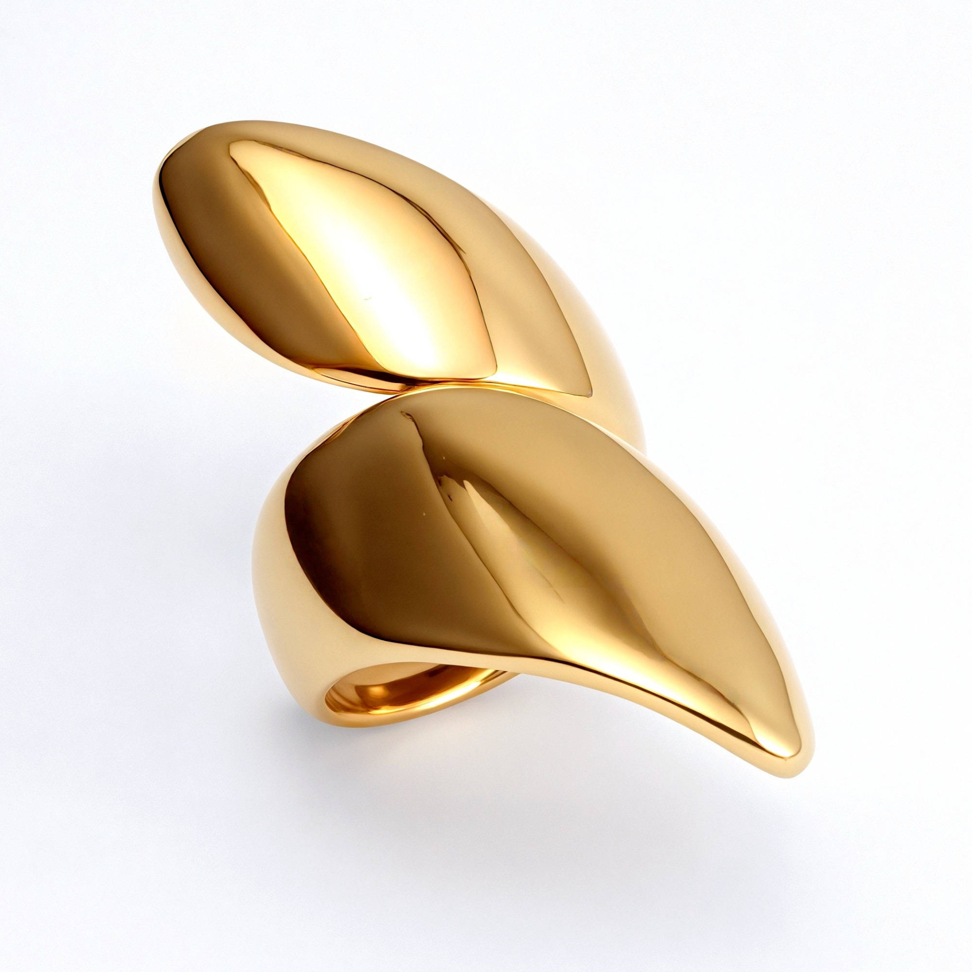 Gold/Silver Leaf - Shaped Open Ring - Natural and Stylish Jewelry | G005092-JinBaoJewerly