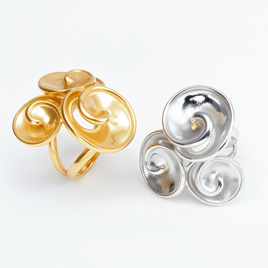 Metallic Texture Geometric Women's Stainless Steel Ring | G004503