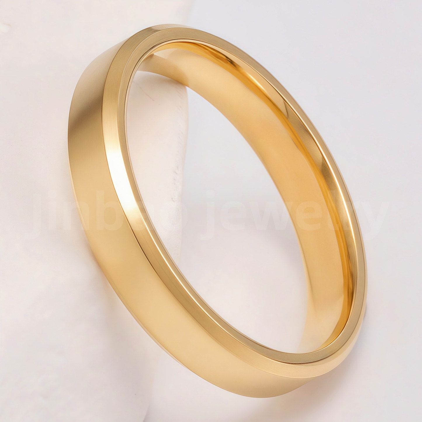 24K Gold-Plating Stainless Steel Personalized Various Crafts Men's Waterproof Ring  4MM-JinBaoJewerly