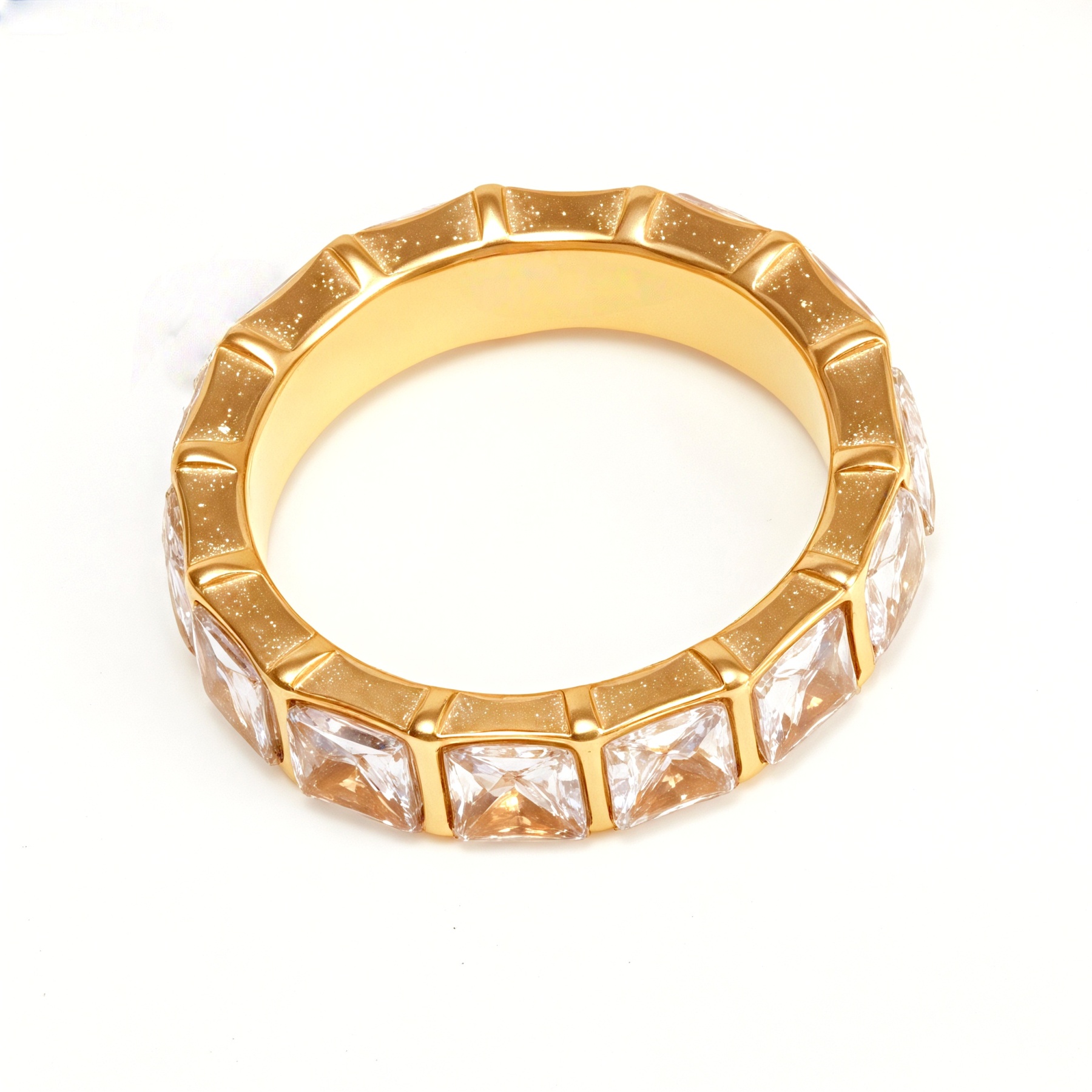 Gold - Inlaid Square Clear - Diamond Ring - Stylish and Luxurious Jewelry | N001999JB-JinBaoJewerly